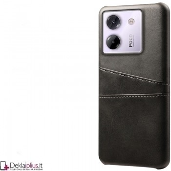Dirbtinės odos nugarėlė - dėklas su skyreliais - juodas (Xiaomi Poco M7 Pro 5G)